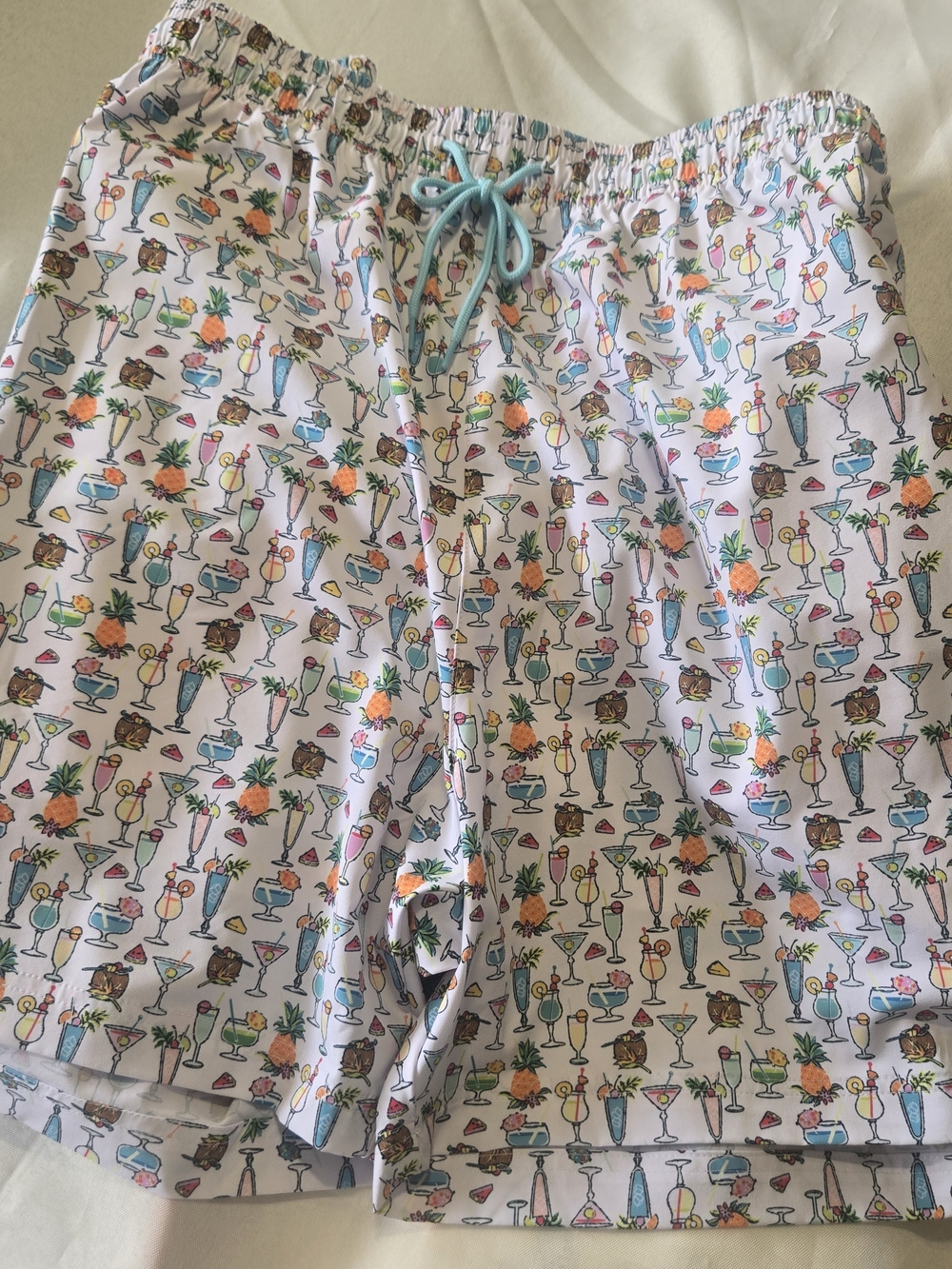 Men's White Tropical Cocktail Print Hybrid Shorts